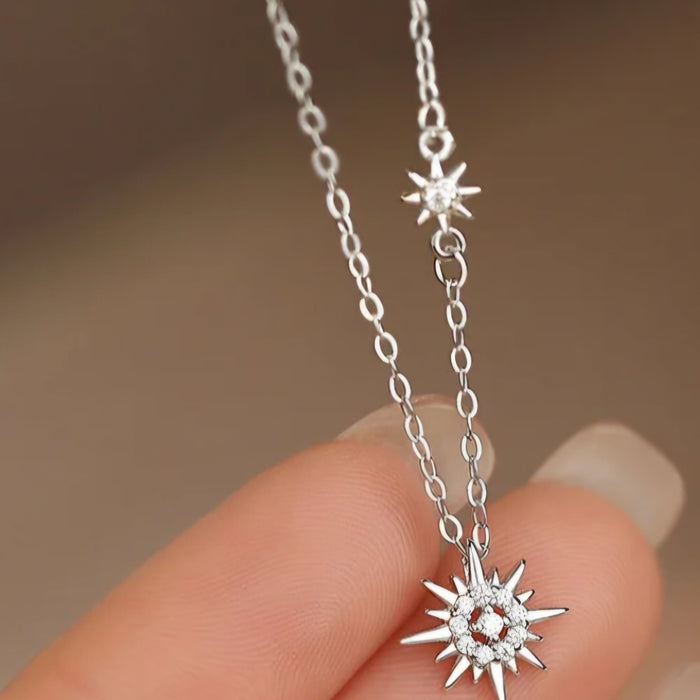 Sterling silver s925 necklace Zirconia sun