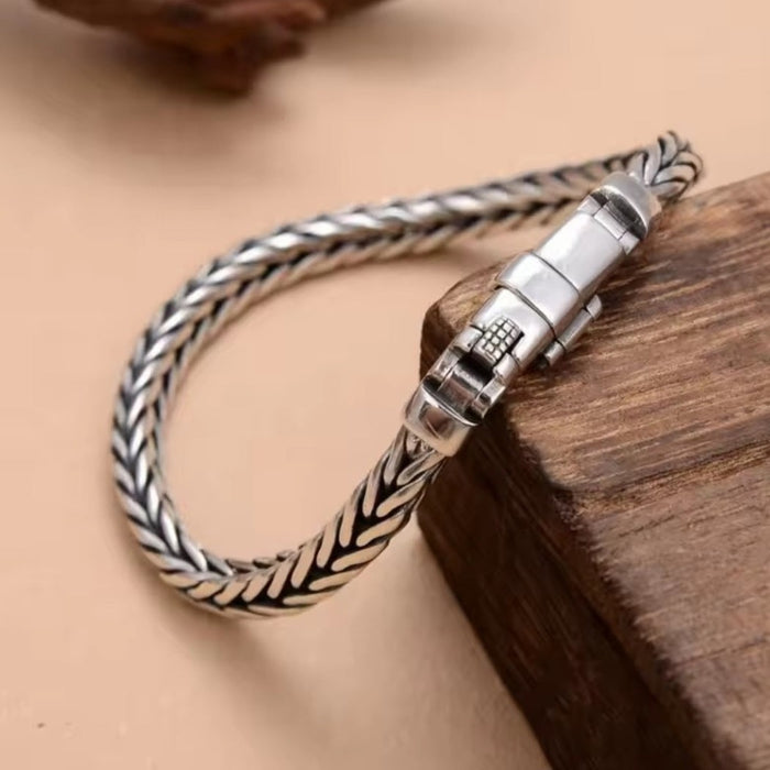 Sterling silver S925 men's bracelet 22cm snake