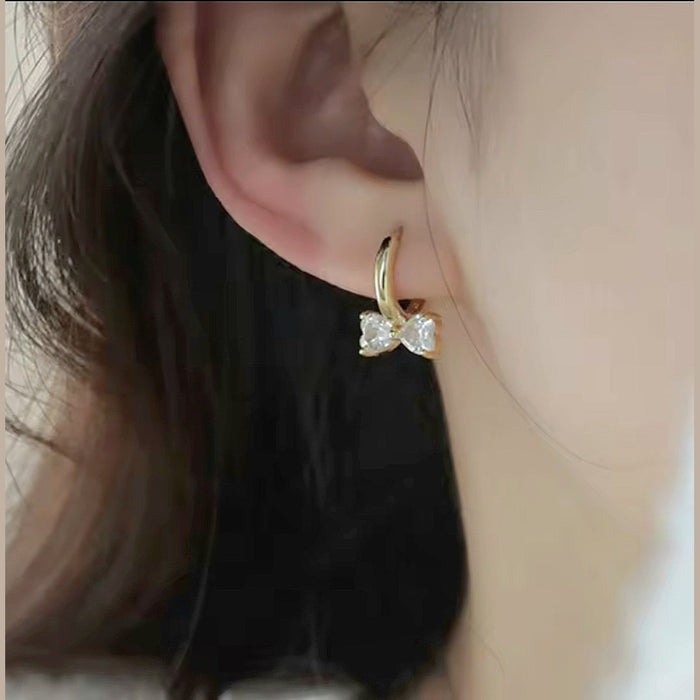 Sterling silver s925 gold plated earrings chunky bow luxe Gift 🎁