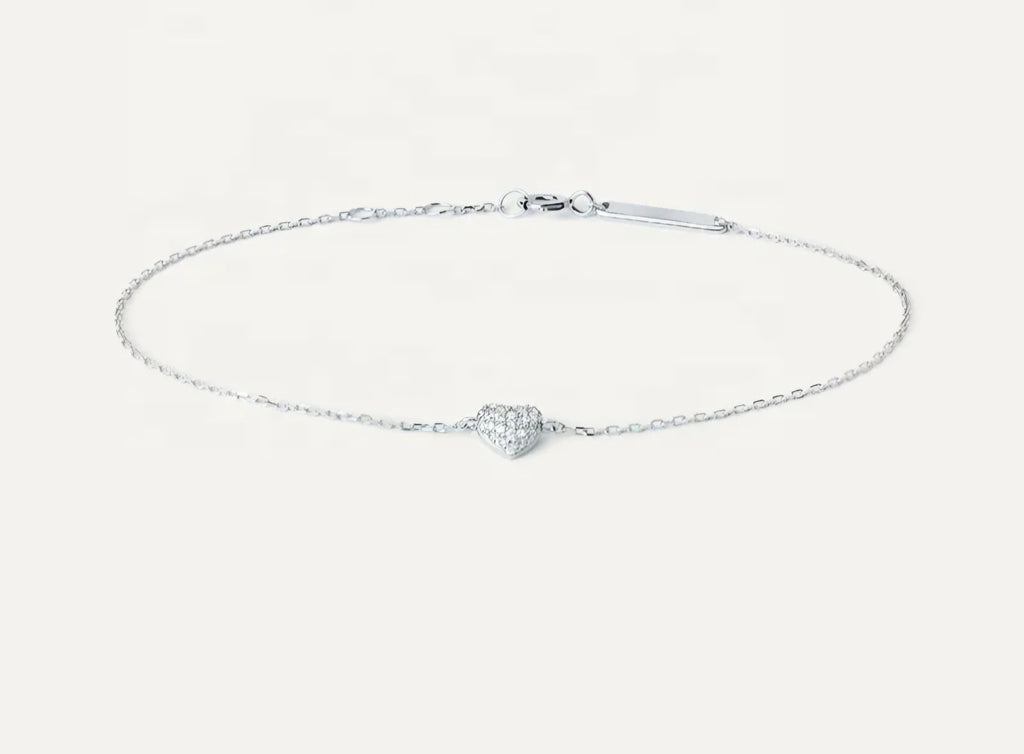 Sterling silver s925 bracelet Zirconia heart