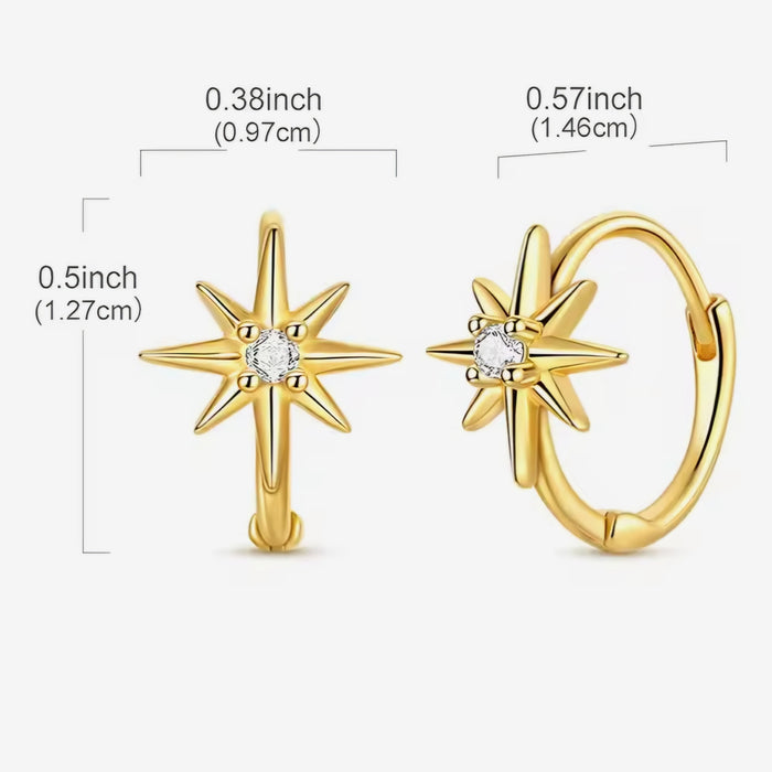 Sterling silver s925 earings gold plated 14k hoop star 🌟