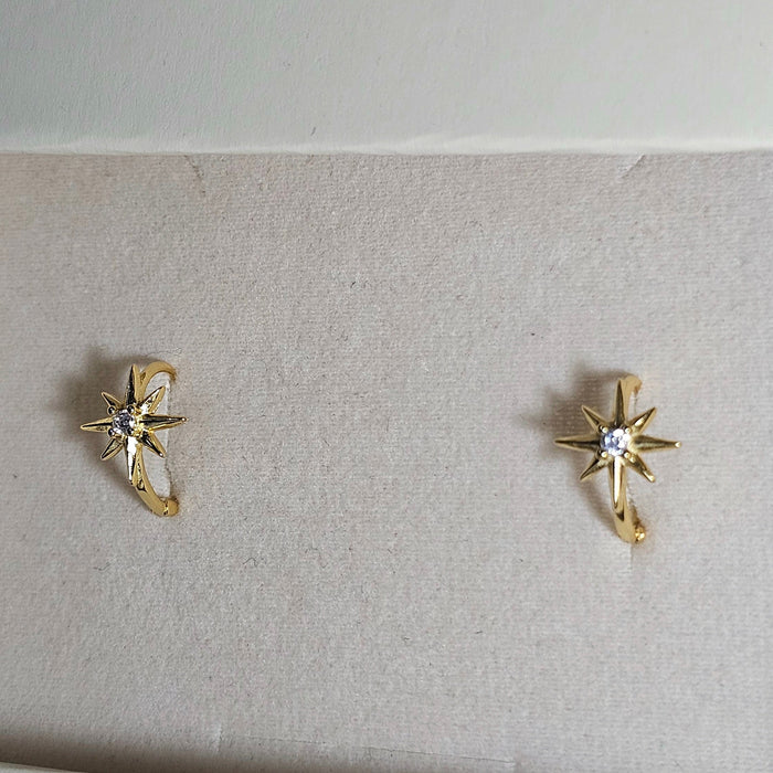 Sterling silver s925 earings gold plated 14k hoop star 🌟