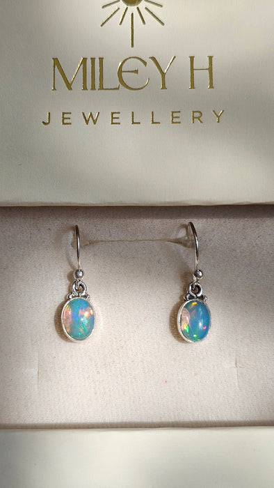 Sterling silver s925 earrings drop opal gemstone