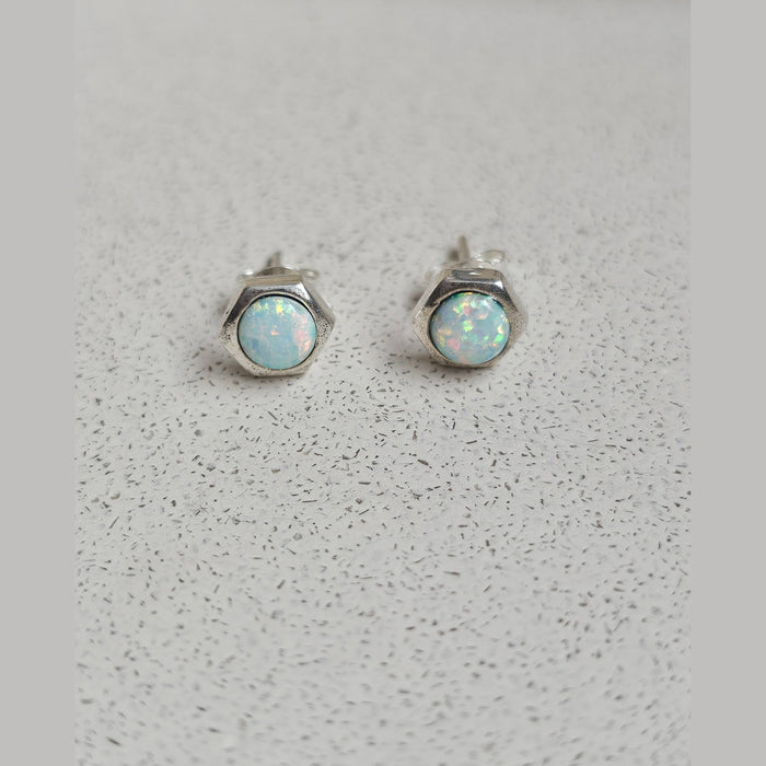Sterling silver s925 earrings Opal screw design  stud Gift