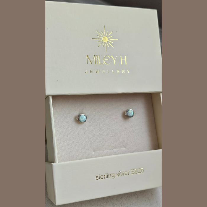 Sterling silver s925 earrings Opal screw design  stud Gift