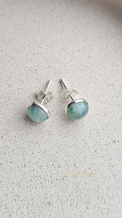 Sterling silver s925 earrings green moonstone stud