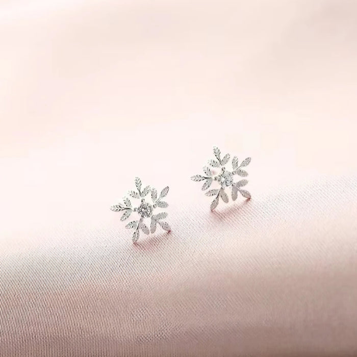 Sterling silver s925 earrings zirconia stud Snowflakes
