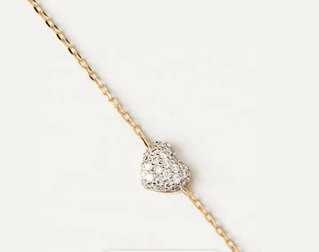 Sterling silver s925 gold plated bracelet Zirconia heart