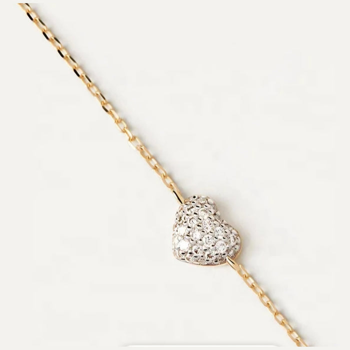 Sterling silver s925 gold plated bracelet Zirconia heart
