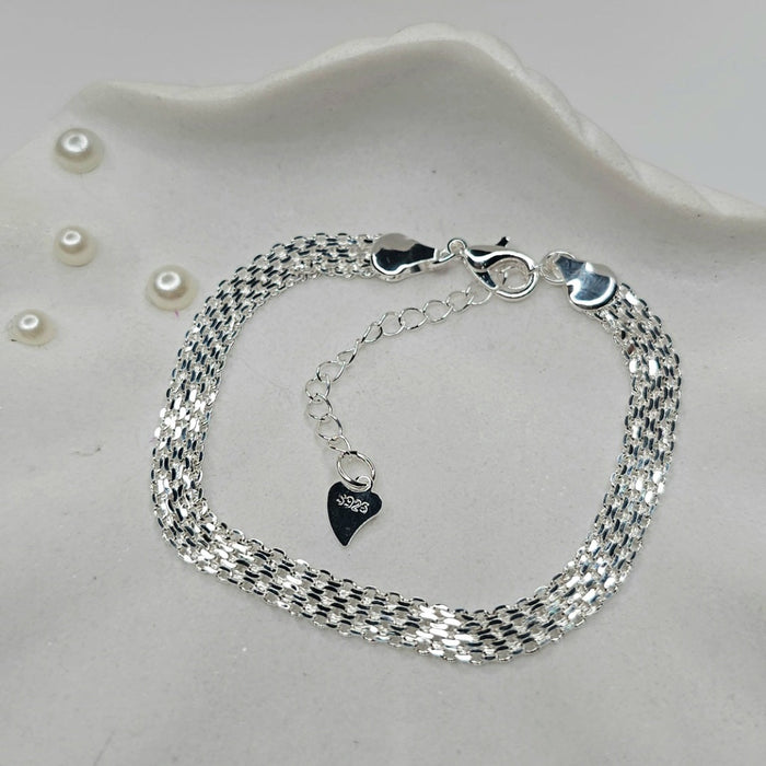 Sterling silver s925 bracelet wide chain lightweight