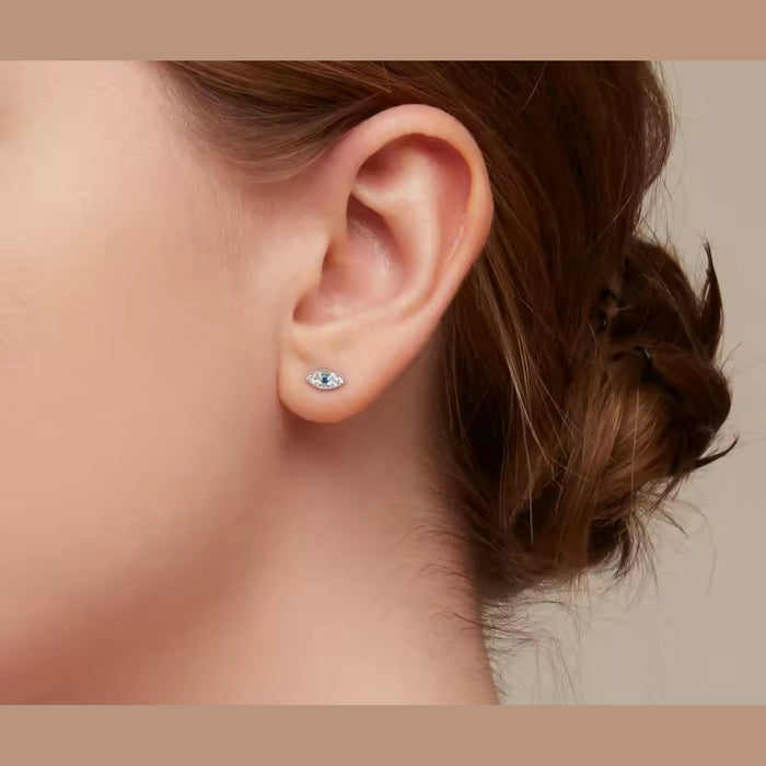 Sterling silver s925 stud earrings blue eyes ball back 💙