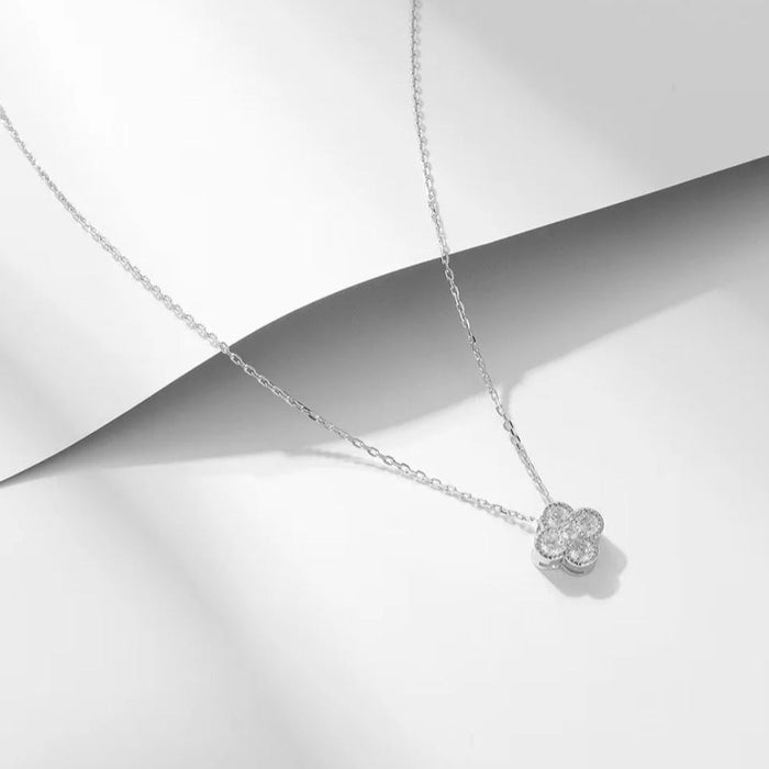 Sterling silver s925 pendant necklace Zirconia Clover