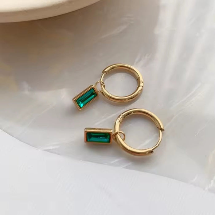 Sterling silver s925 earrings gold plated  green crystal