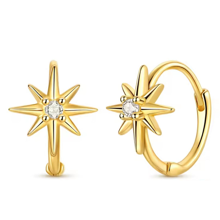 Sterling silver s925 earings gold plated 14k hoop star 🌟