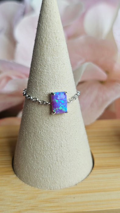 Sterling silver s925 ring purple 💜 opal chain adjustable
