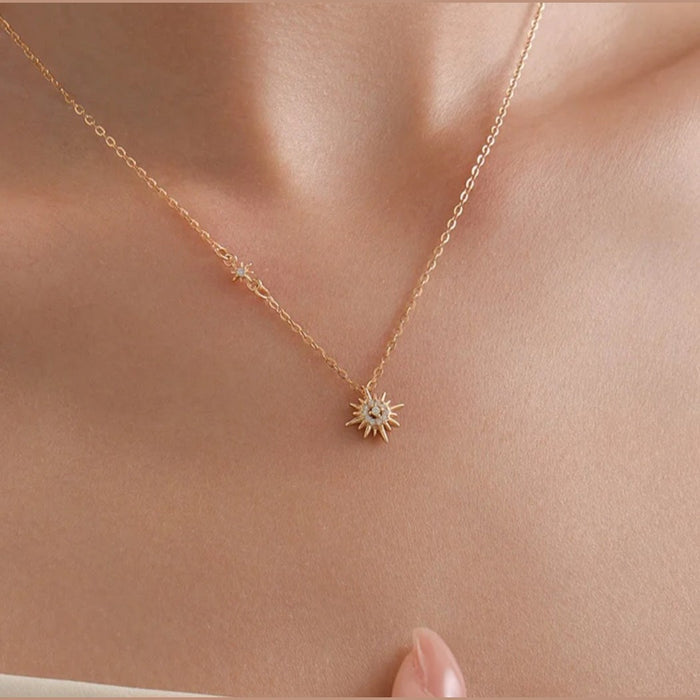 Sterling silver s925 gold plated sun starlight pendant