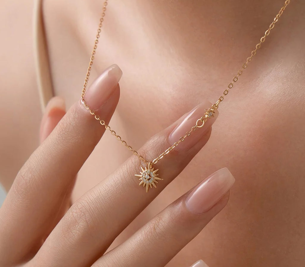 Sterling silver s925 gold plated sun starlight pendant