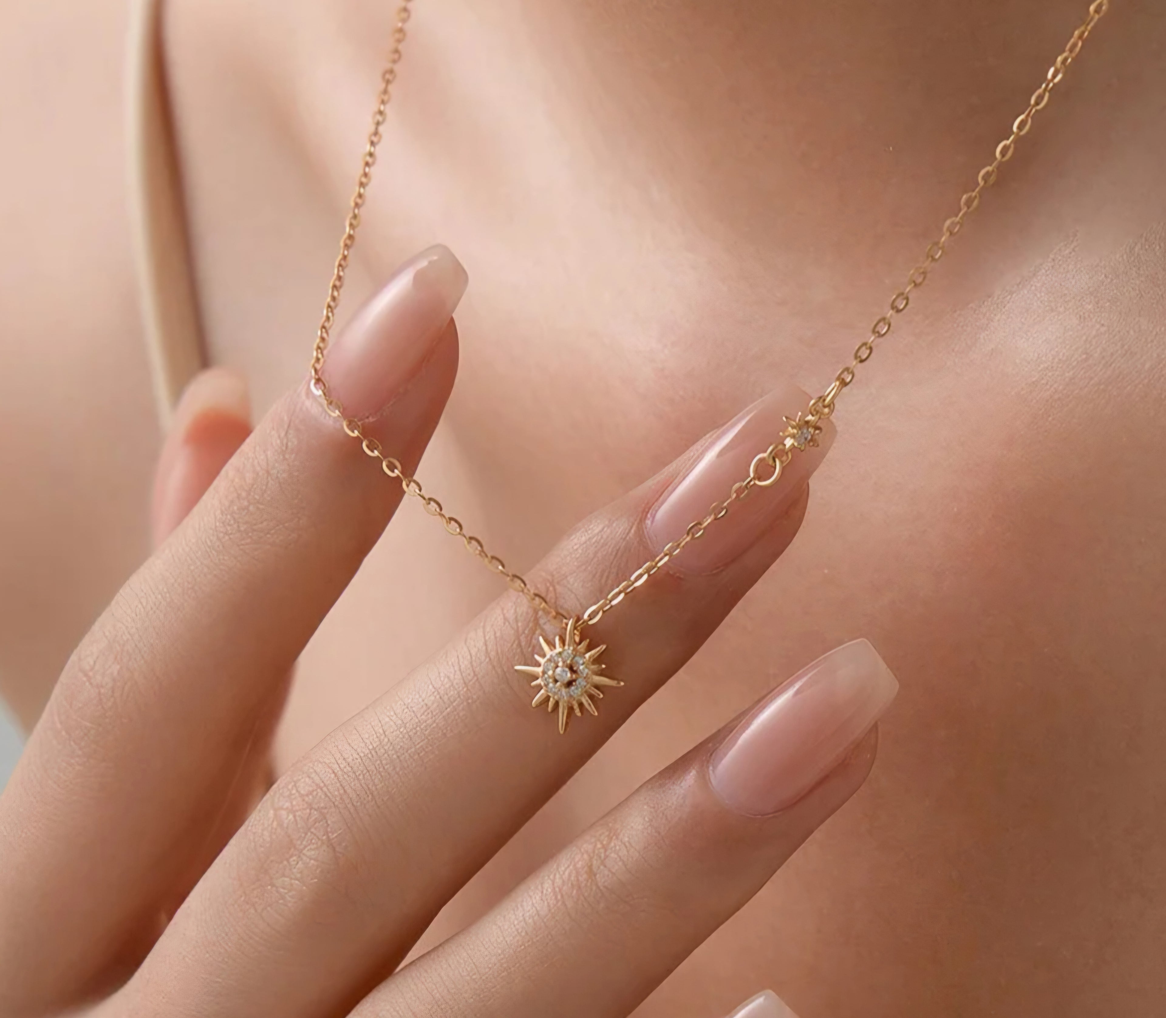 Sterling silver s925 gold plated sun starlight pendant