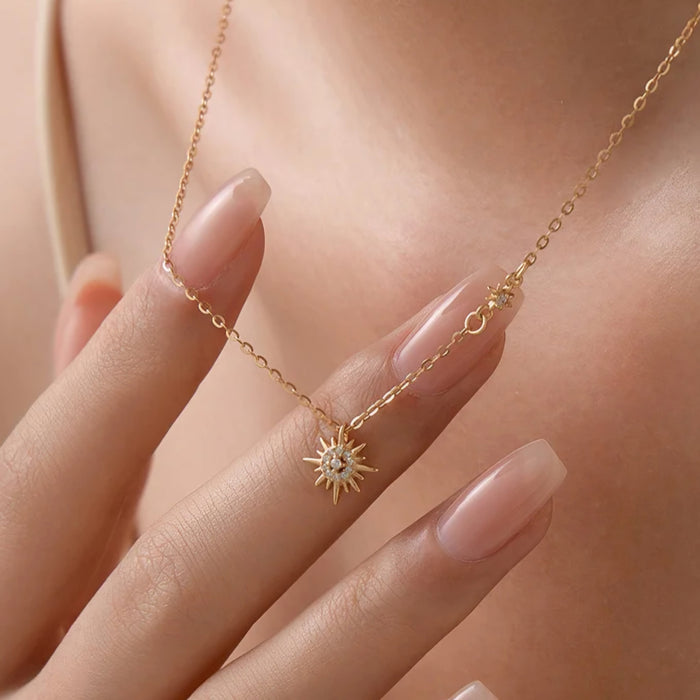 Sterling silver s925 gold plated sun starlight pendant