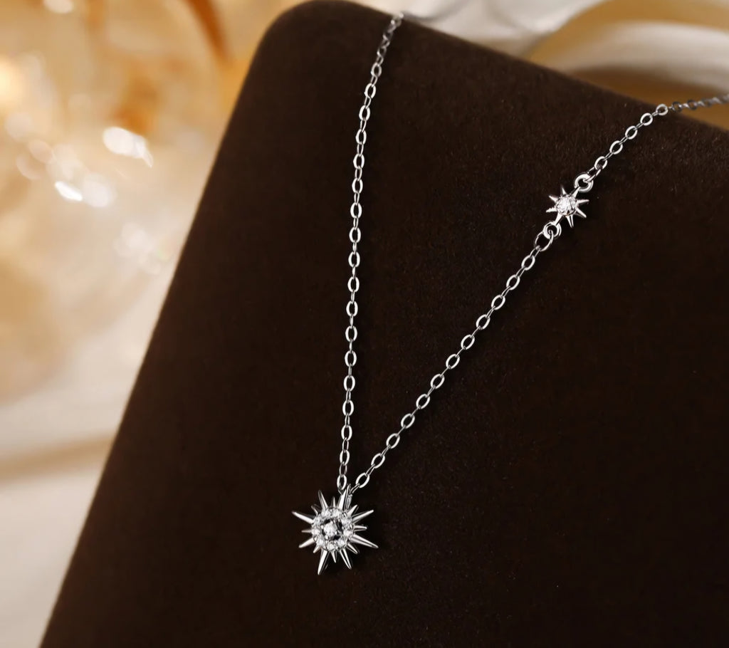 Sterling silver s925 necklace Zirconia sun