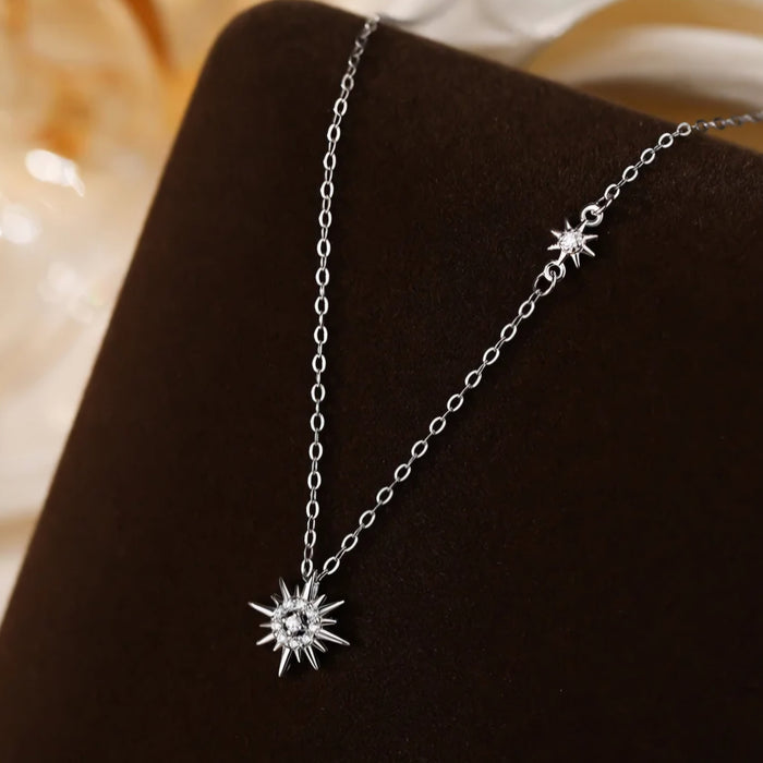 Sterling silver s925 necklace Zirconia sun