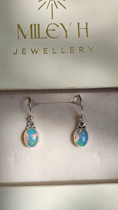 Sterling silver s925 earrings drop opal gemstone