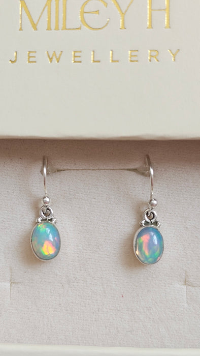 Sterling silver s925 earrings drop opal gemstone