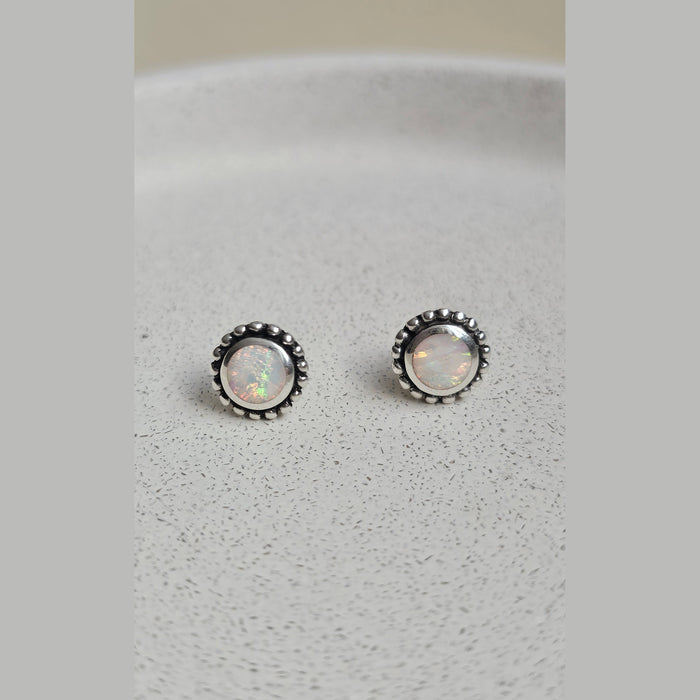 Sterling silver s925 earrings Opal flower stud