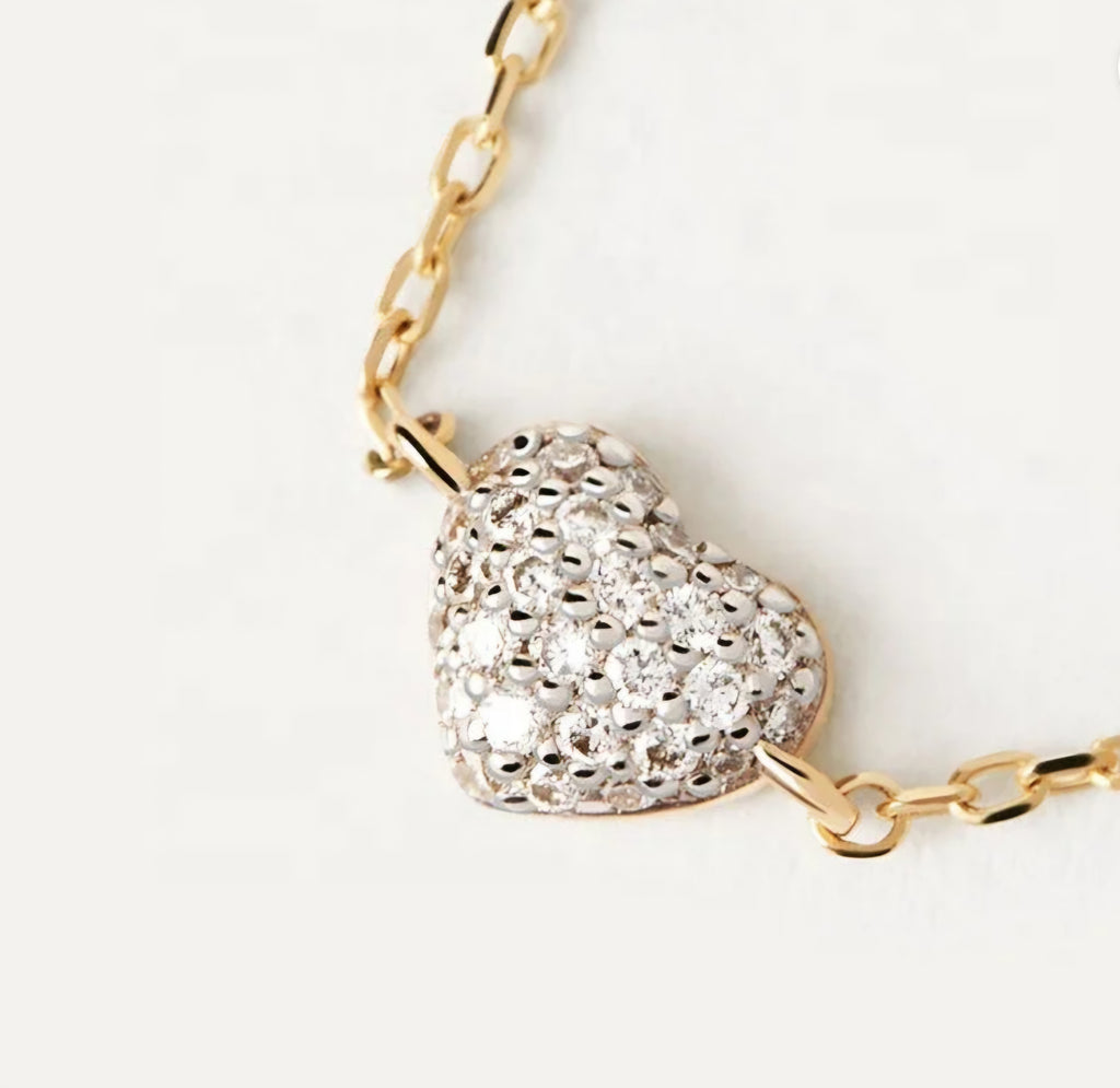 Sterling silver s925 gold plated bracelet Zirconia heart