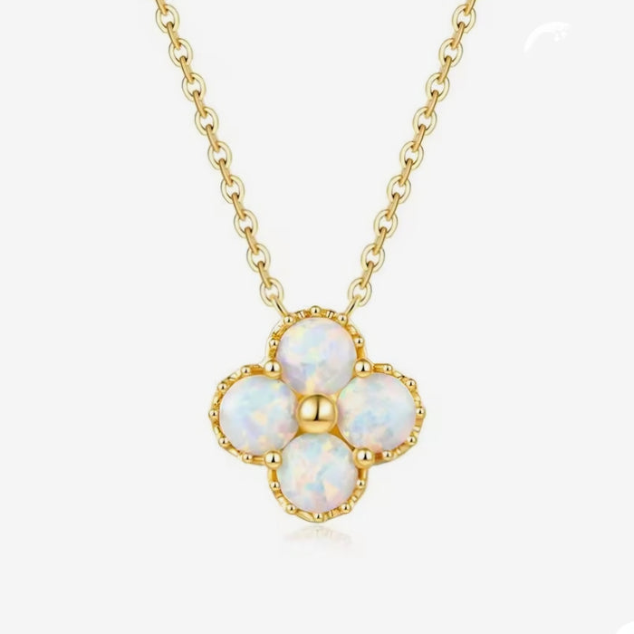 Sterling silver s925 gold plated 18h necklace Opal flower 🌼