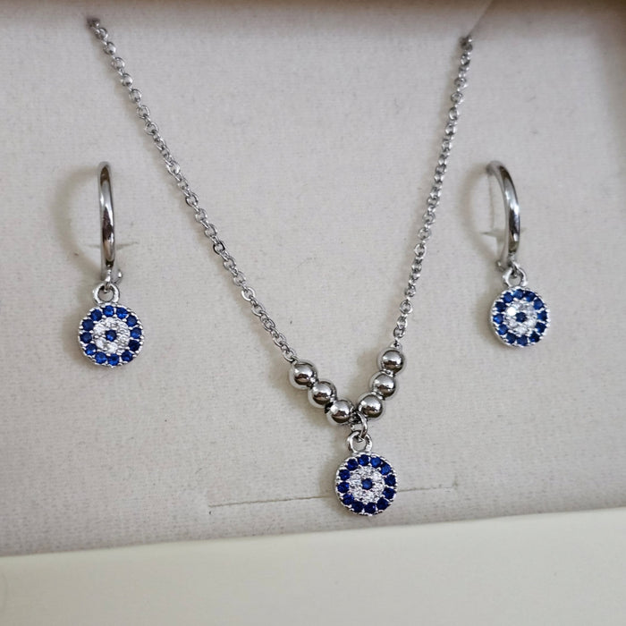 Sterling silver s925 necklace earrings set CZ Devil’s Eye gift 🎁