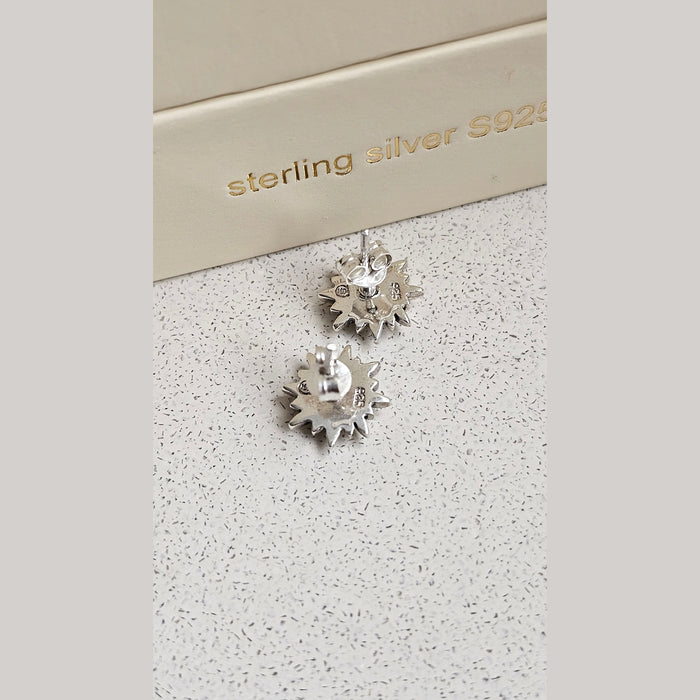Sterling silver s925 earrings Opal sun stud