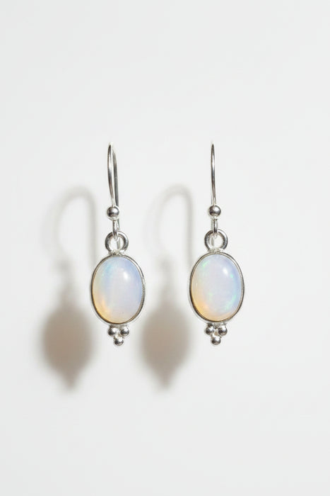 Sterling silver s925 earrings drop Milky Opalite