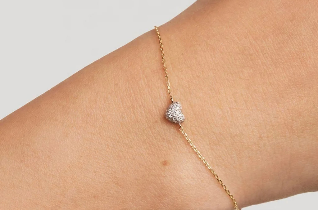 Sterling silver s925 gold plated bracelet Zirconia heart