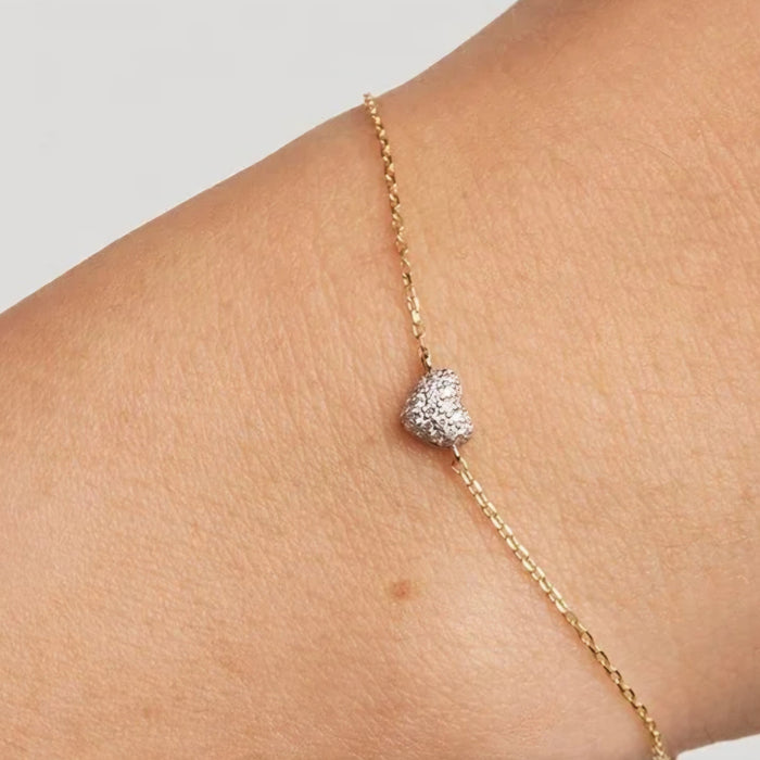 Sterling silver s925 gold plated bracelet Zirconia heart
