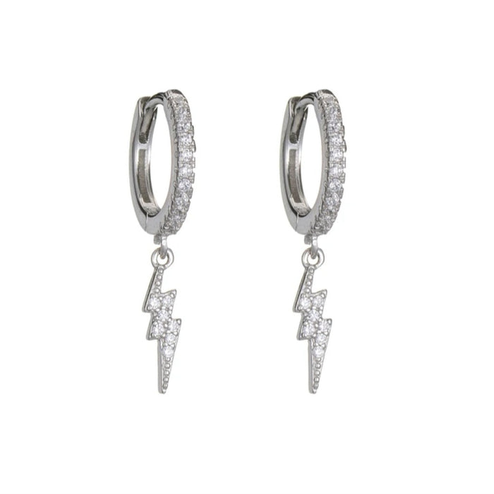 Sterling silver s925 earrings hoop lightning CZ