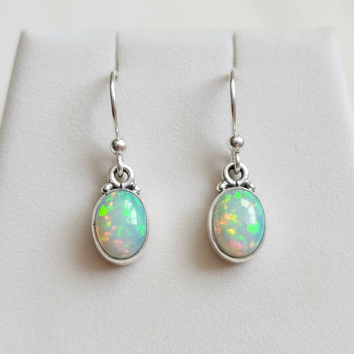 Sterling silver s925 earrings drop opal gemstone
