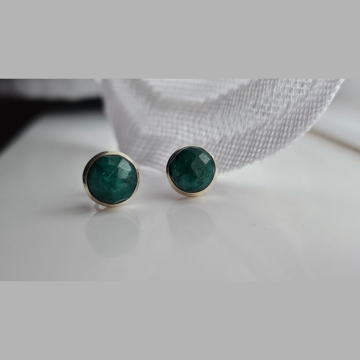 Sterling silver s925 earrings emerald stone green 💚