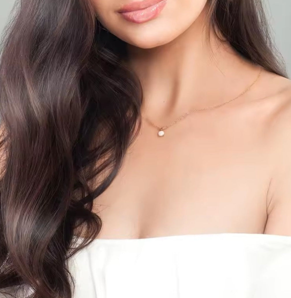 Sterling silver s925 gold plated necklace Opal minimalist