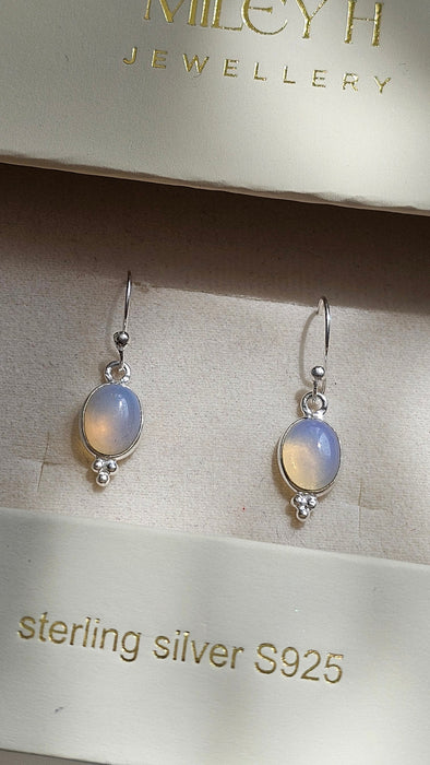 Sterling silver s925 earrings drop Milky Opalite