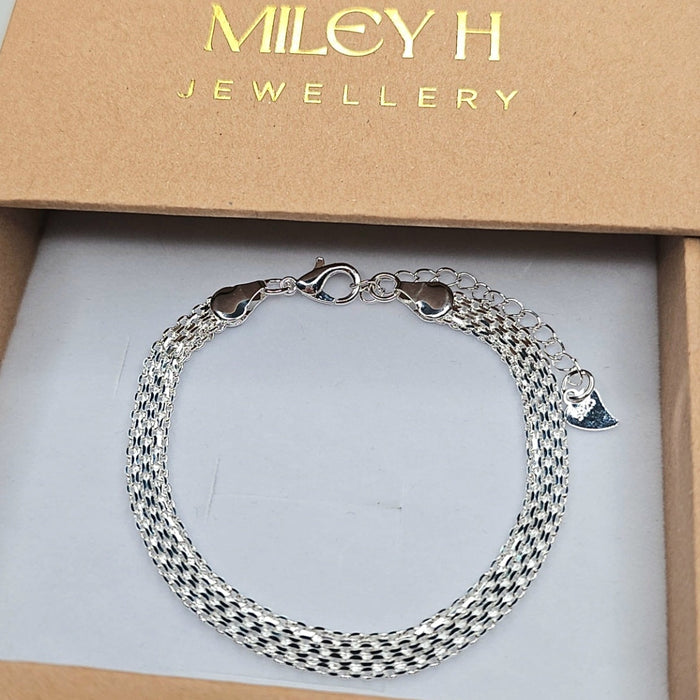 Sterling silver s925 bracelet wide chain lightweight