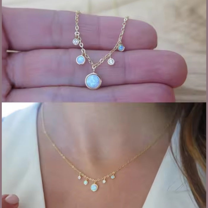 Sterling silver s925  gold plated necklace Opal charms