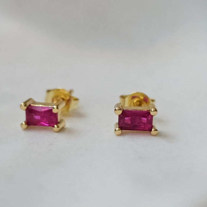 Sterling silver s925 gold plated necklace earrings set pink zirconia 💗