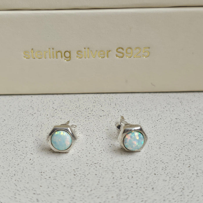 Sterling silver s925 earrings Opal screw design  stud Gift