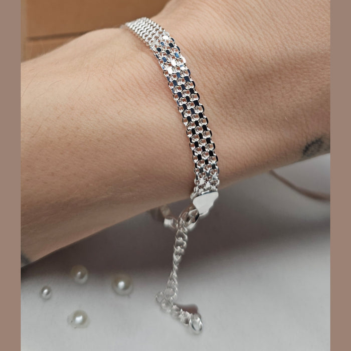 Sterling silver s925 bracelet wide chain lightweight