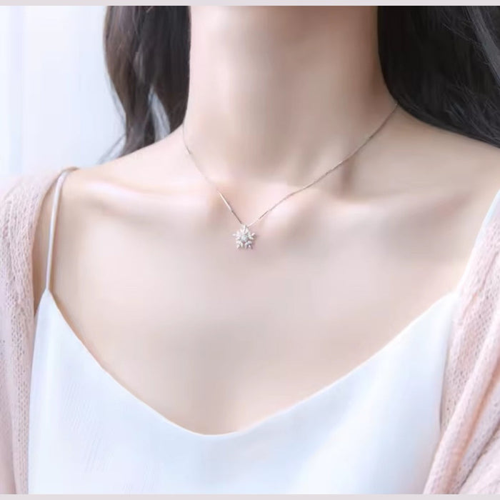 Sterling silver s925 pendant necklace Zirconia Snowflakes
