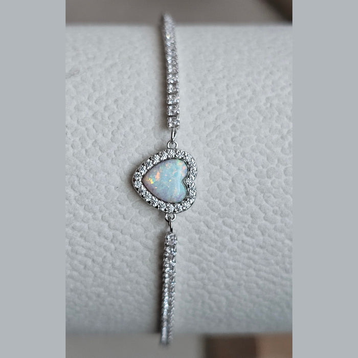 Sterling silver s925 bracelet Zirconia opal heart Gift