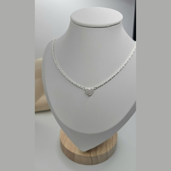 Sterling silver s925 necklace luxe heart zirconia choker