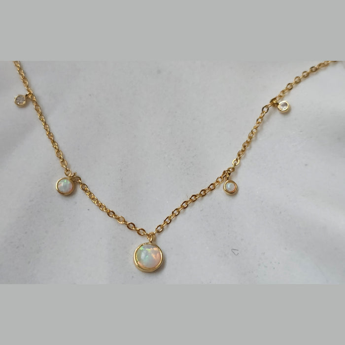 Sterling silver s925  gold plated necklace Opal charms
