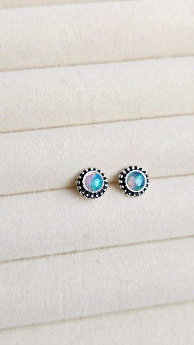 Sterling silver s925 earrings stud Natural Opal stone